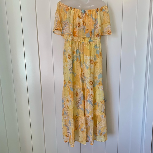 mittoshop Dresses & Skirts - New - Mittoshop summery maxi dress yellow flowers wedding guest or party L